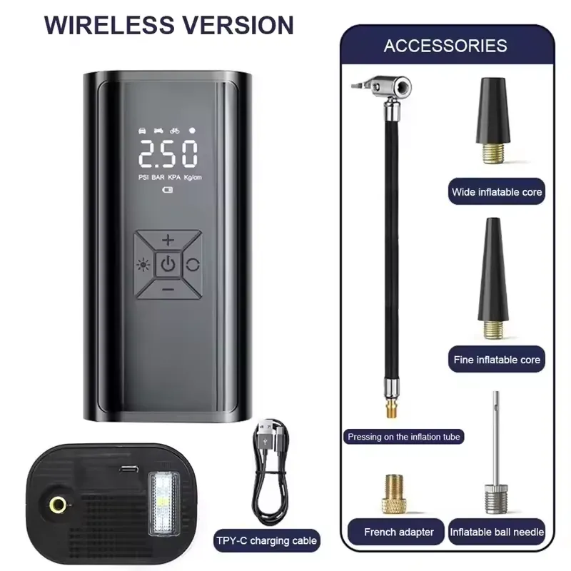Pompe à air sans fil YIJU 150 psi, gonfleur de pneu électrique portable pour voiture, vélo et moto, mini compresseur d'air