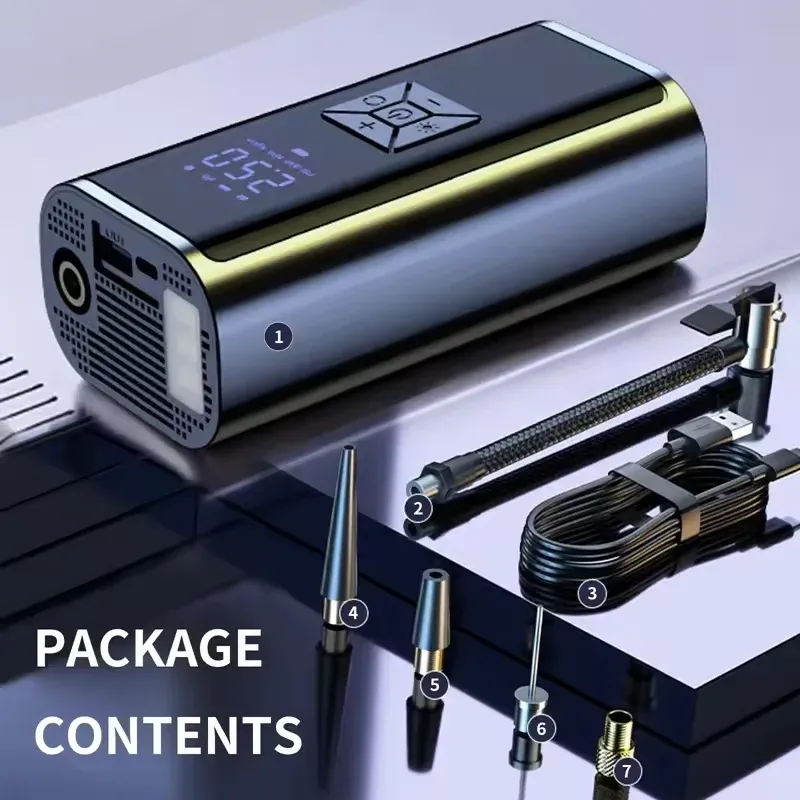 Pompe à air sans fil YIJU 150 psi, gonfleur de pneu électrique portable pour voiture, vélo et moto, mini compresseur d'air 6