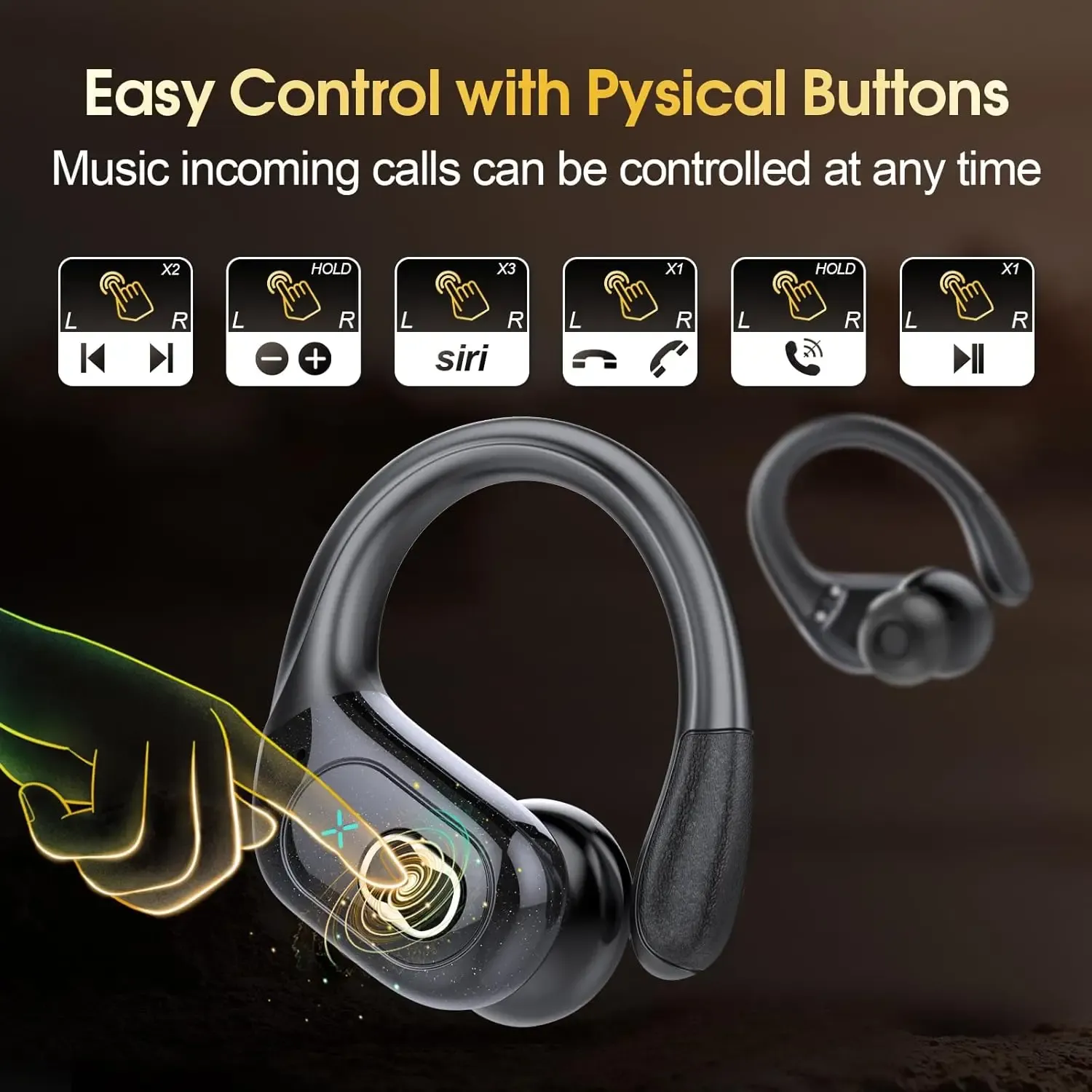 Écouteurs Bluetooth sans fil sport, autonomie 75 h, Bluetooth 5.4, son stéréo HiFi, écouteurs intra-auriculaires avec réduction de bruit ENC et micro, écran LED, certifiés IP7 étanches, pour running et musculation 4