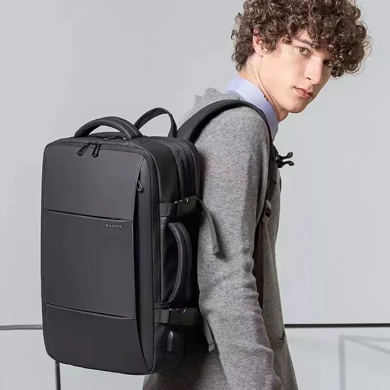 Sac à dos de voyage pour homme, sac à dos d'affaires extensible avec port USB, grande capacité, compatible ordinateur portable 17,3 pouces, imperméable 6