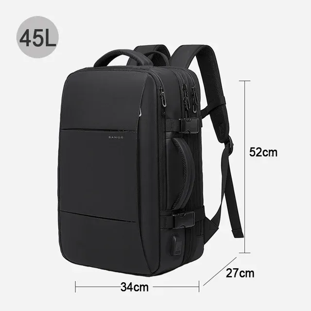 Sac à dos de voyage pour homme, sac à dos d'affaires extensible avec port USB, grande capacité, compatible ordinateur portable 17,3 pouces, imperméable 10