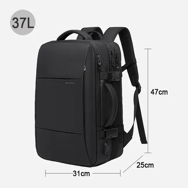 Sac à dos de voyage pour homme, sac à dos d'affaires extensible avec port USB, grande capacité, compatible ordinateur portable 17,3 pouces, imperméable 12