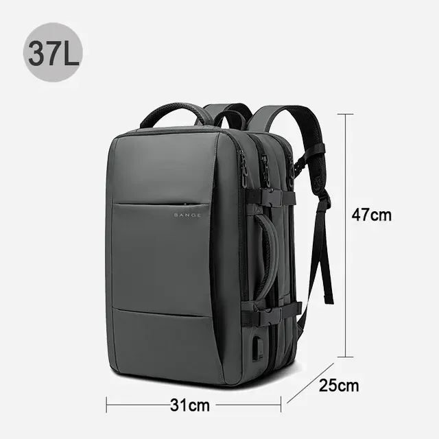 Sac à dos de voyage pour homme, sac à dos d'affaires extensible avec port USB, grande capacité, compatible ordinateur portable 17,3 pouces, imperméable 14