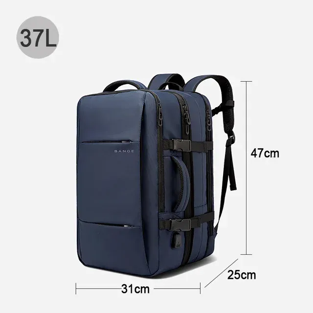 Sac à dos de voyage pour homme, sac à dos d'affaires extensible avec port USB, grande capacité, compatible ordinateur portable 17,3 pouces, imperméable 8