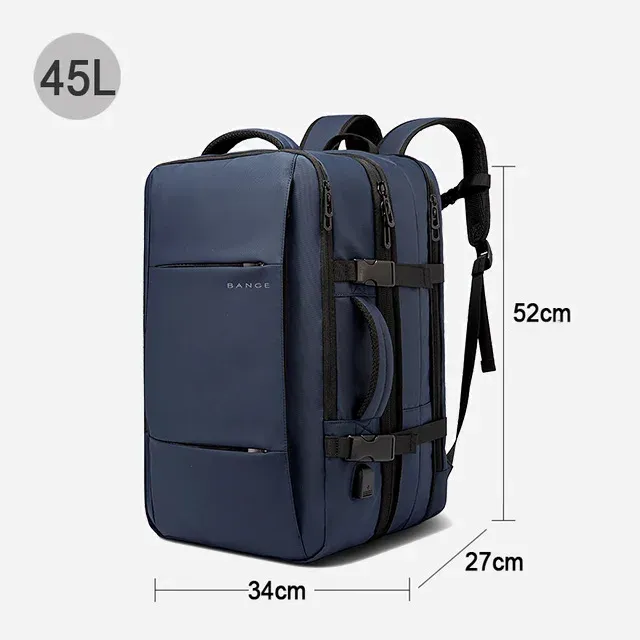 Sac à dos de voyage pour homme, sac à dos d'affaires extensible avec port USB, grande capacité, compatible ordinateur portable 17,3 pouces, imperméable 13