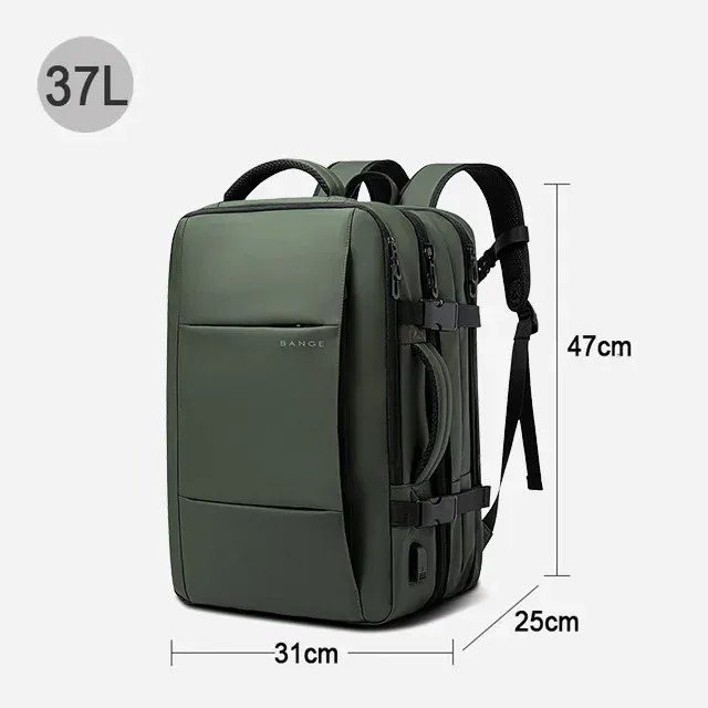 Sac à dos de voyage pour homme, sac à dos d'affaires extensible avec port USB, grande capacité, compatible ordinateur portable 17,3 pouces, imperméable 11