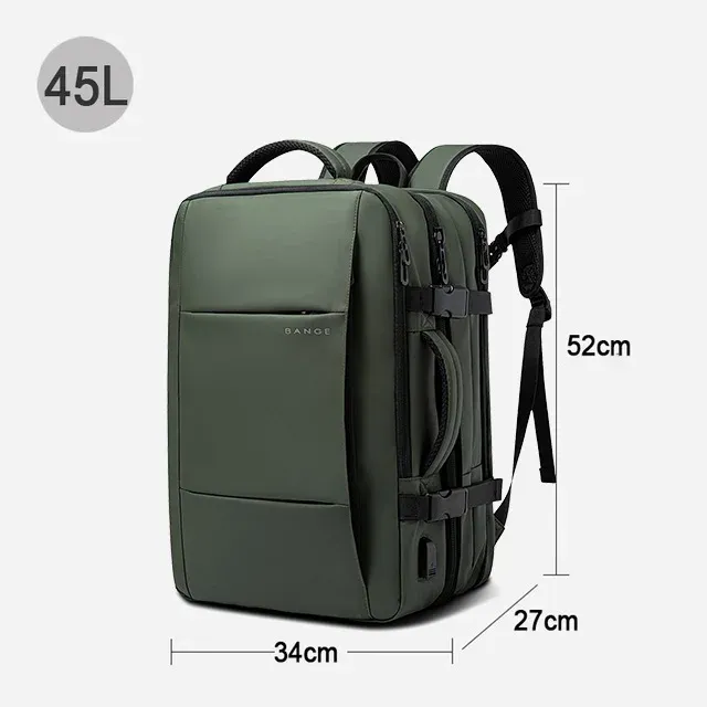 Sac à dos de voyage pour homme, sac à dos d'affaires extensible avec port USB, grande capacité, compatible ordinateur portable 17,3 pouces, imperméable 7