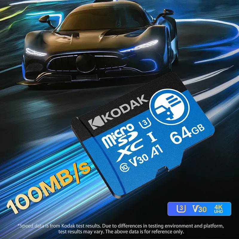 Carte microSD haute endurance Kodak pour dashcam, carte mémoire FAT32 128 Go/256 Go, 100 Mo/s, enregistrement 4K et boucle 3