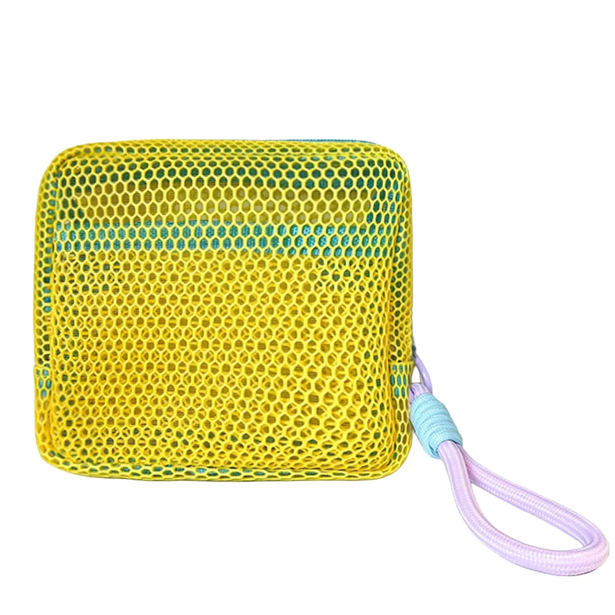 Petite pochette de plage en maille transparente avec dragonne amovible, trousse de voyage pour crème solaire, clés et câbles 10