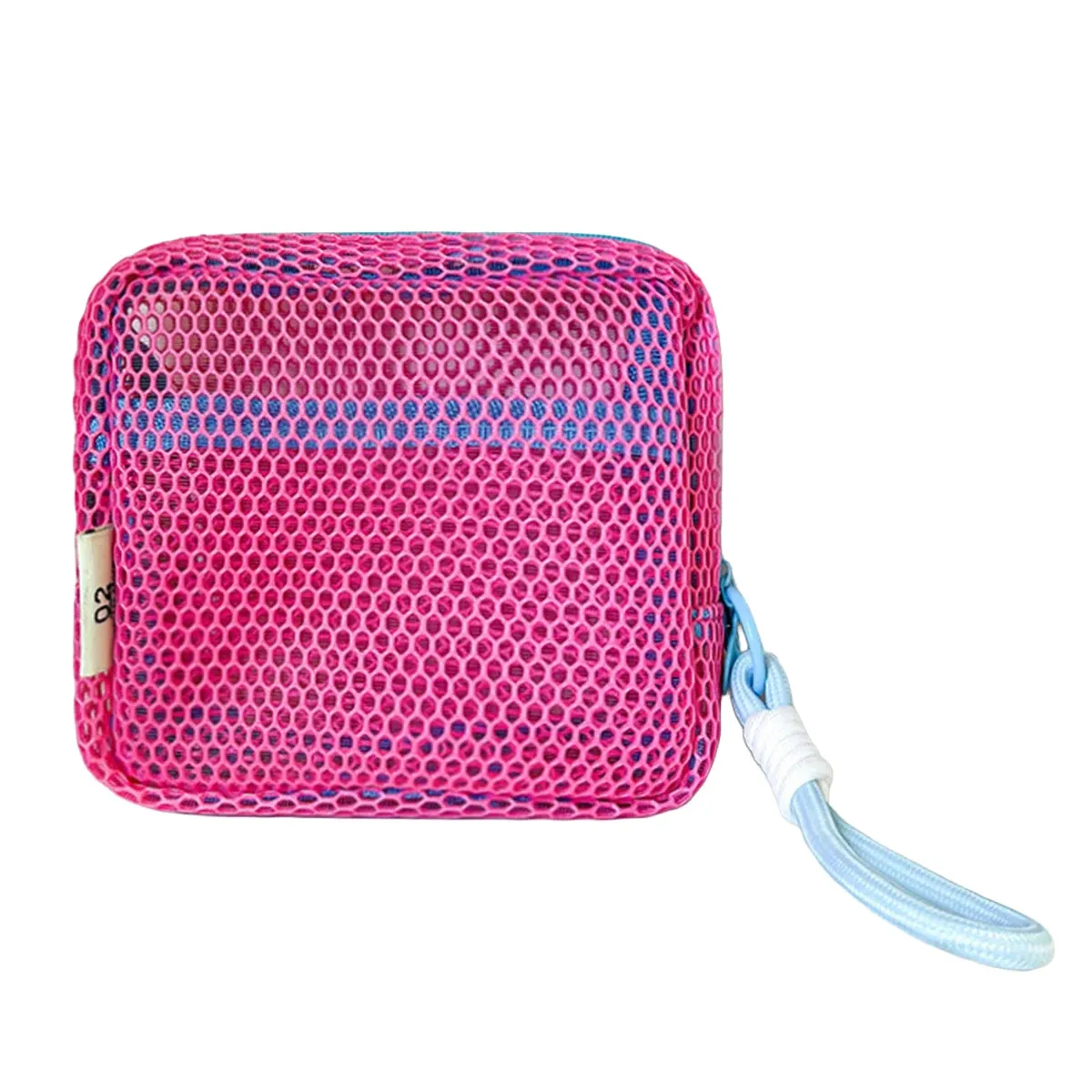 Petite pochette de plage en maille transparente avec dragonne amovible, trousse de voyage pour crème solaire, clés et câbles 9