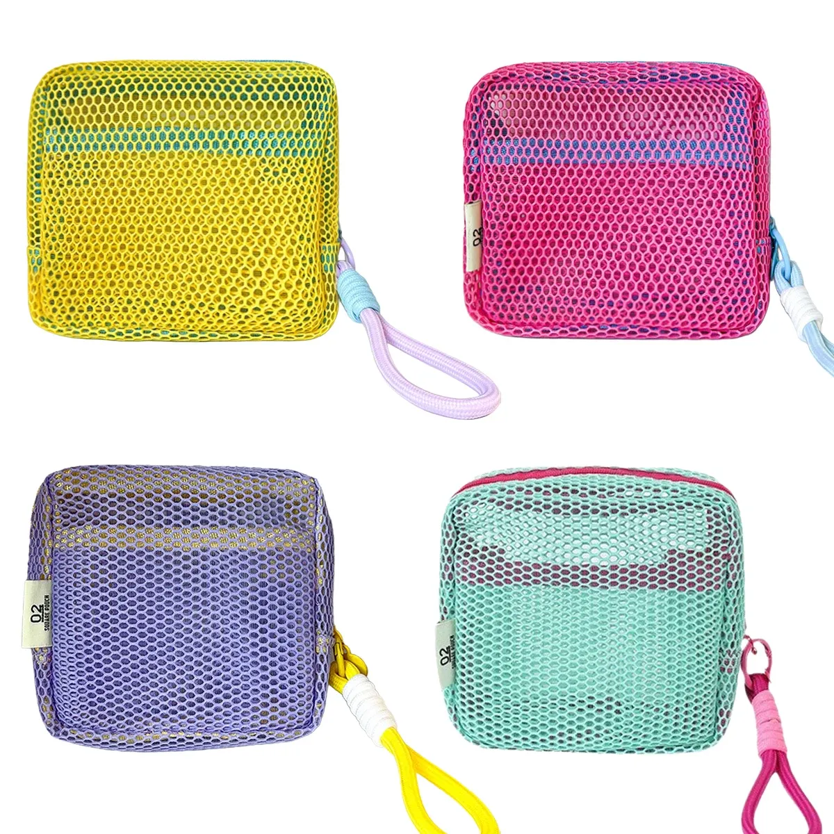 Petite pochette de plage en maille transparente avec dragonne amovible, trousse de voyage pour crème solaire, clés et câbles 11