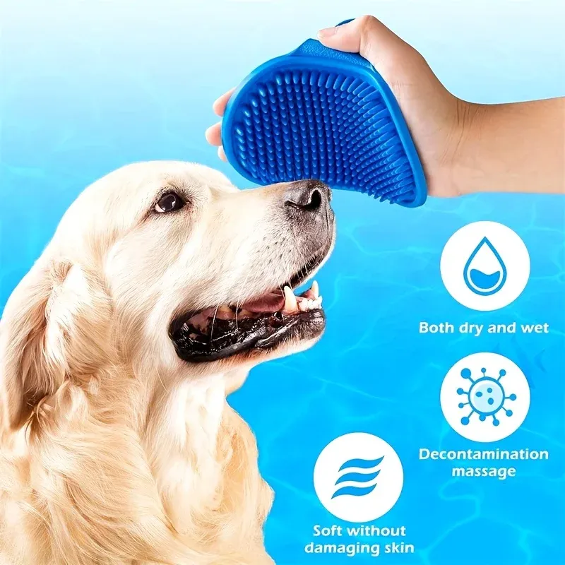 Brosse de bain en silicone pour chien avec poignée circulaire réglable 2
