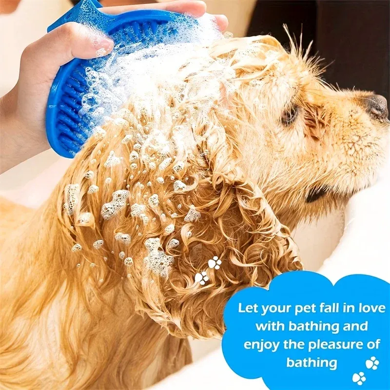 Brosse de bain en silicone pour chien avec poignée circulaire réglable 5