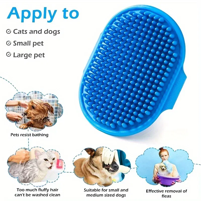 Brosse de bain en silicone pour chien avec poignée circulaire réglable 6