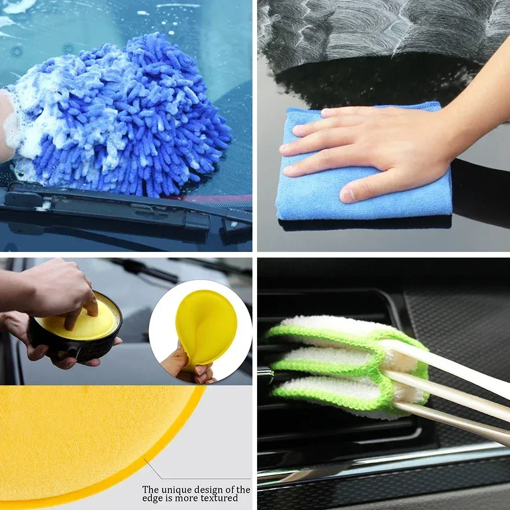 Kit de Brosses de Nettoyage pour Voiture, Compatible Perceuse, Nettoyage de Climatiseur et Polissage Automobile 4