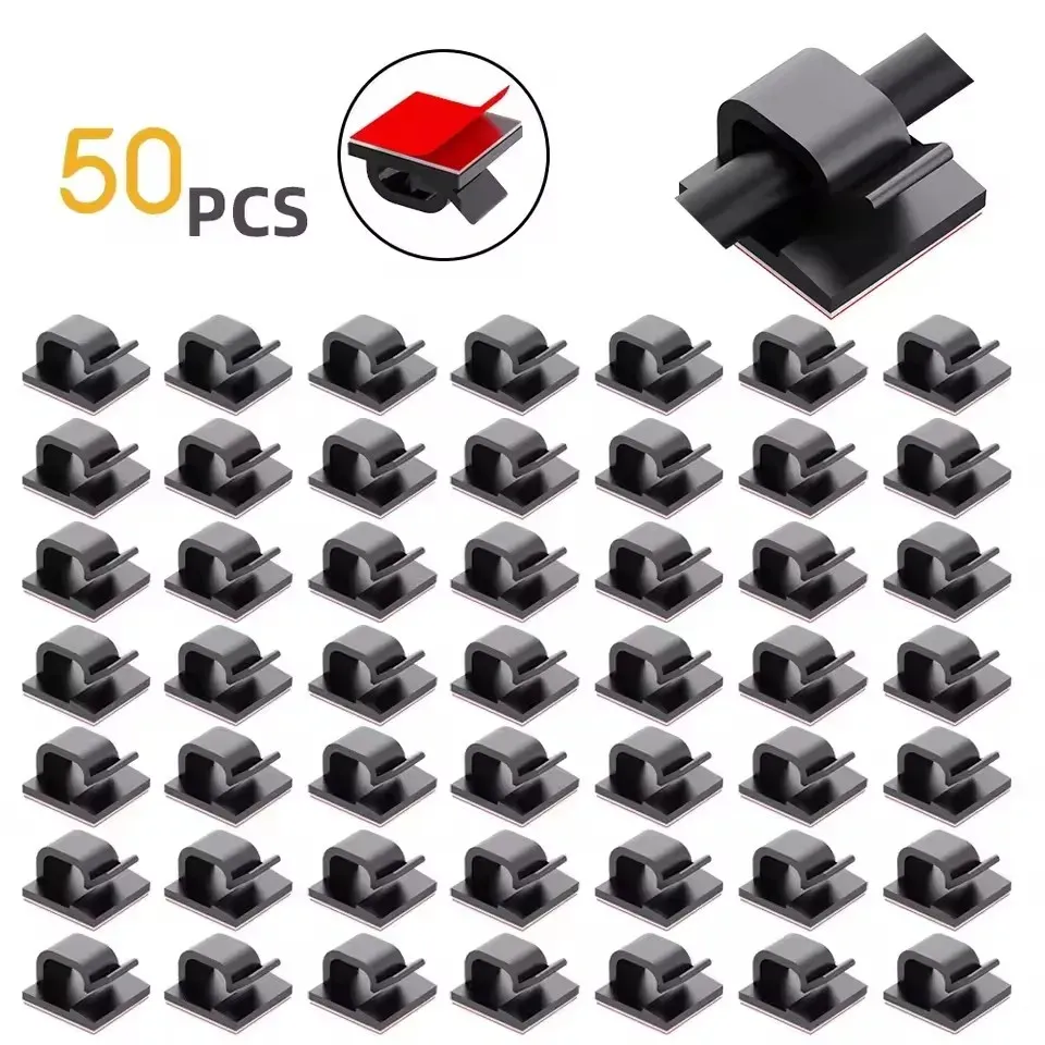 50 clips adhésifs transparents pour câbles, idéals pour le bureau, la voiture, les murs et les câbles TV, utilisables en extérieur 9