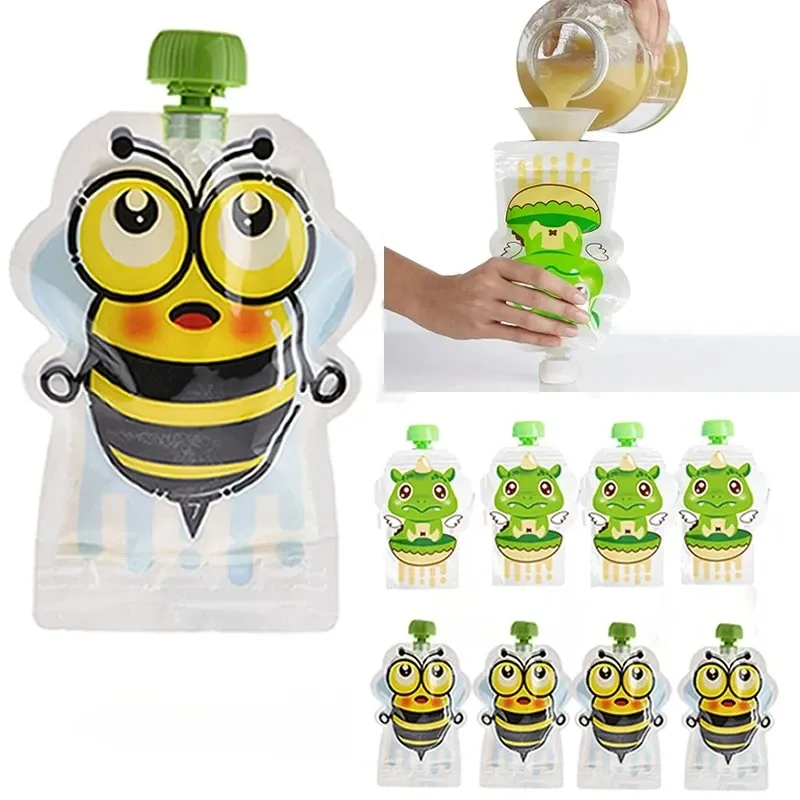 Lot de 8 sachets réutilisables pour la conservation des aliments : yaourt, lait et aliments pour enfants en bas âge, avec poche à presser, coloris aléatoire 2
