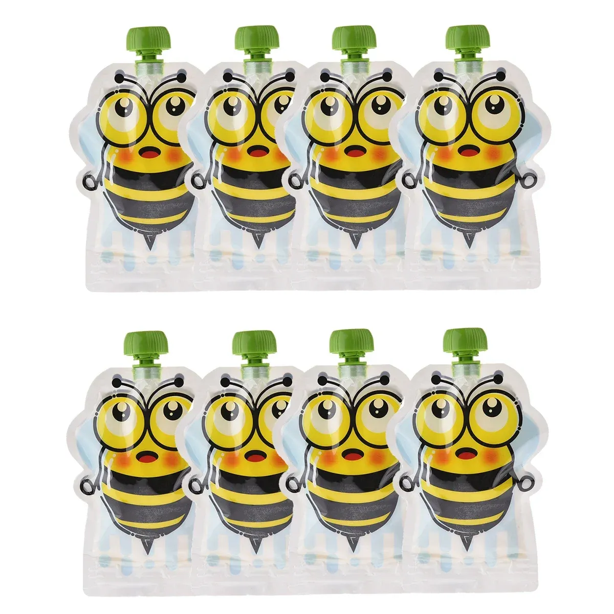 Sachets remplis de yaourt et d'aliments