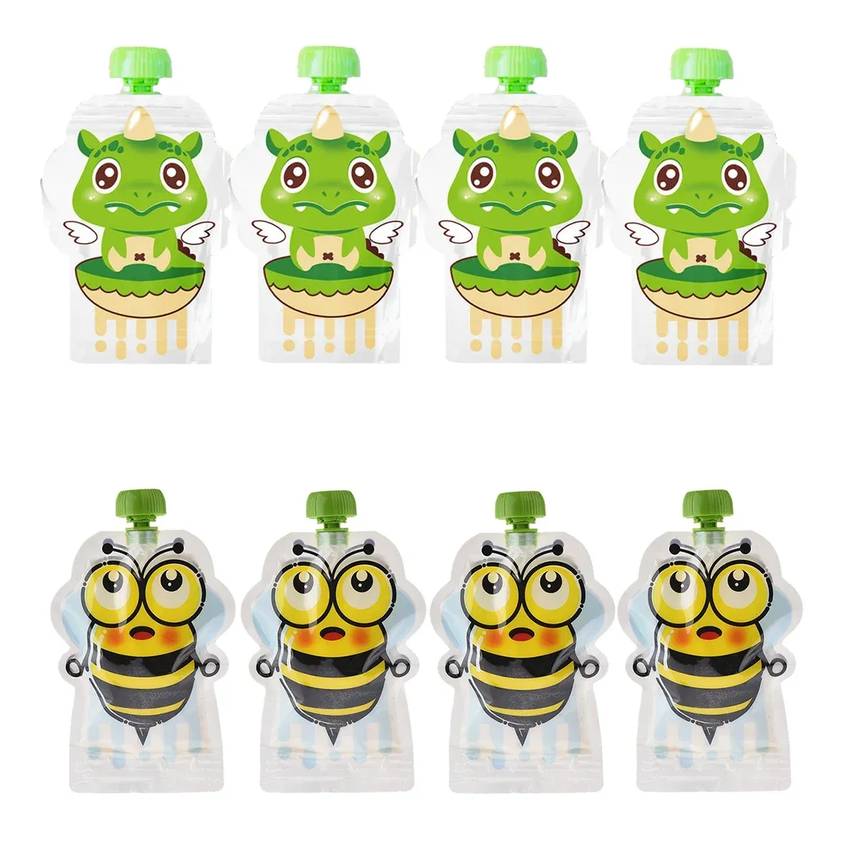 Lot de 8 sachets réutilisables pour la conservation des aliments : yaourt, lait et aliments pour enfants en bas âge, avec poche à presser, coloris aléatoire 7