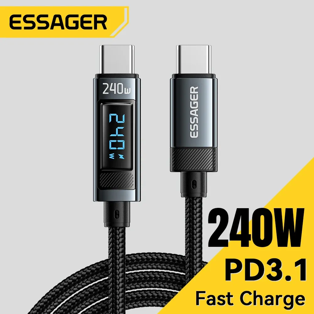 Câble USB Type-C vers USB-C 240 W Essager, PD 3.1, charge rapide 100 W pour iPhone 15 Pro Max, MacBook Pro, Xiaomi et Samsung