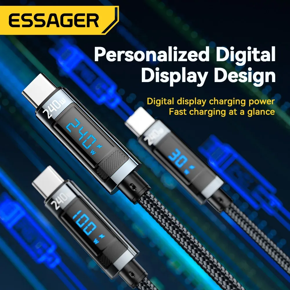 Câble USB Type-C vers USB-C 240 W Essager, PD 3.1, charge rapide 100 W pour iPhone 15 Pro Max, MacBook Pro, Xiaomi et Samsung 6
