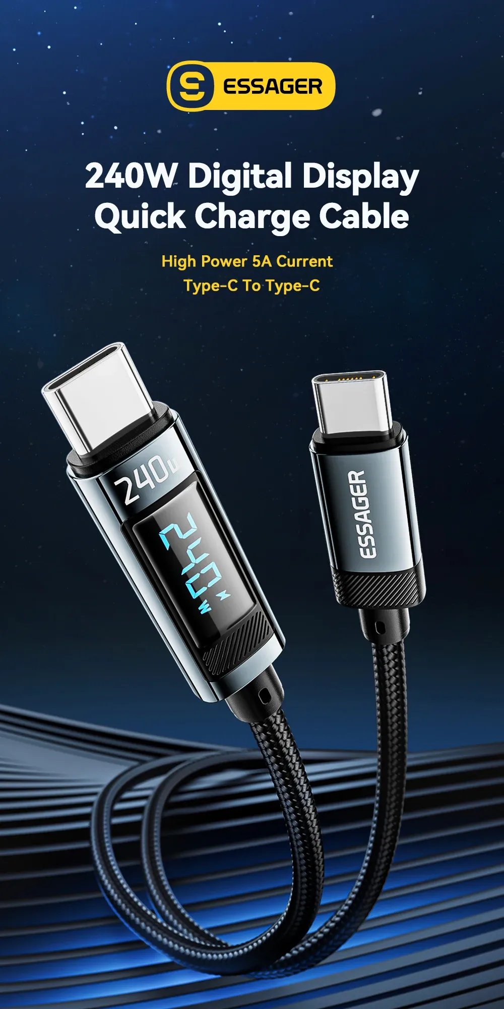 Câble de charge rapide USB-C, vue d'ensemble