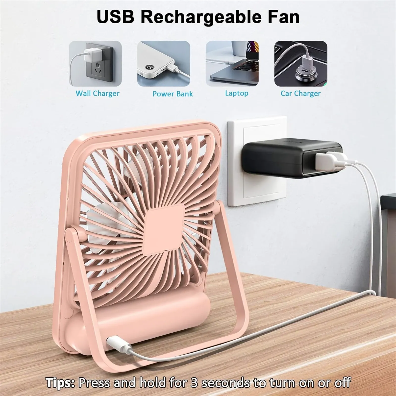 Ventilateur de bureau rechargeable, lifestyle
