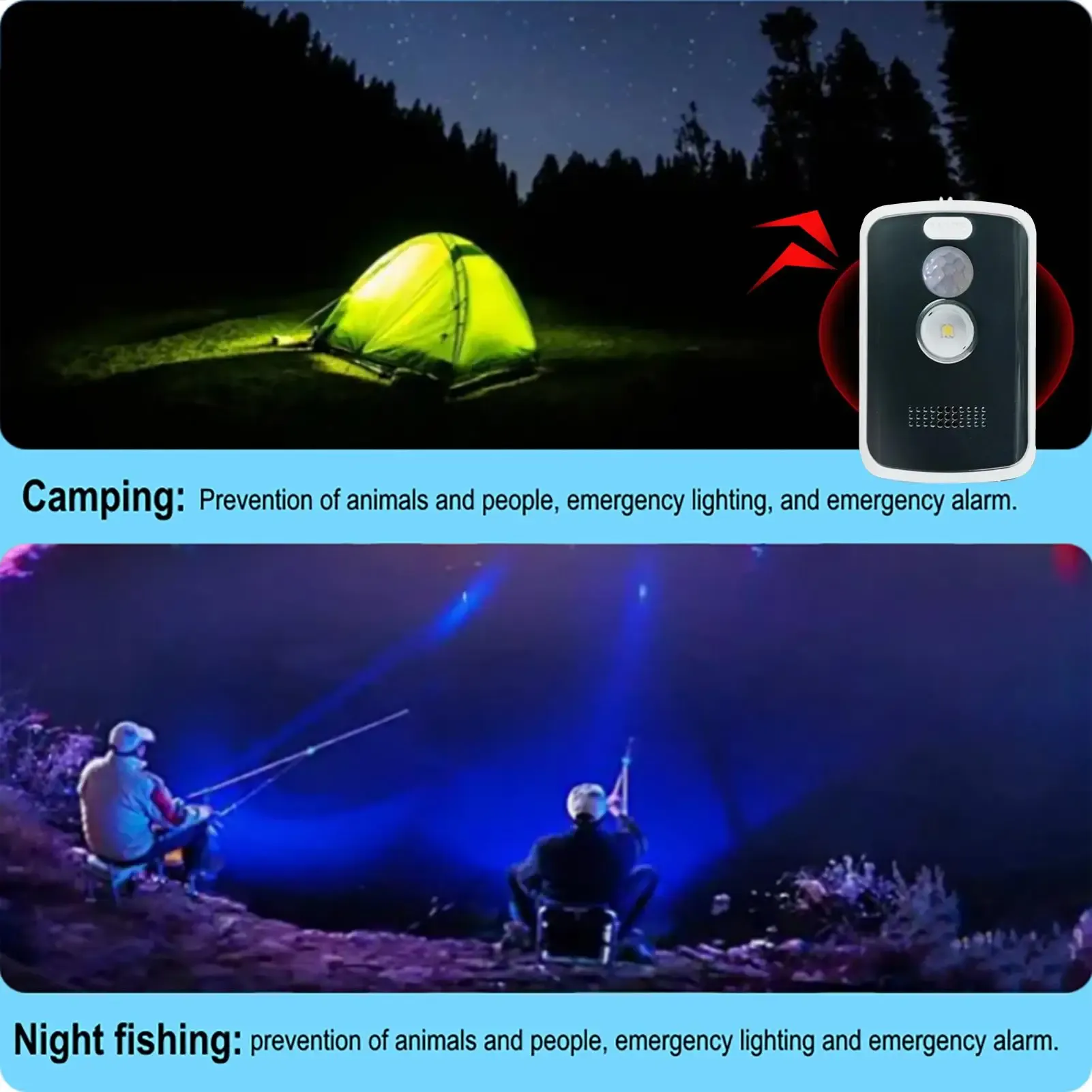Alarme de sécurité périmétrique 125 dB, 3 modes, détecteur de mouvement, alerte antivol portable pour camping en plein air 3