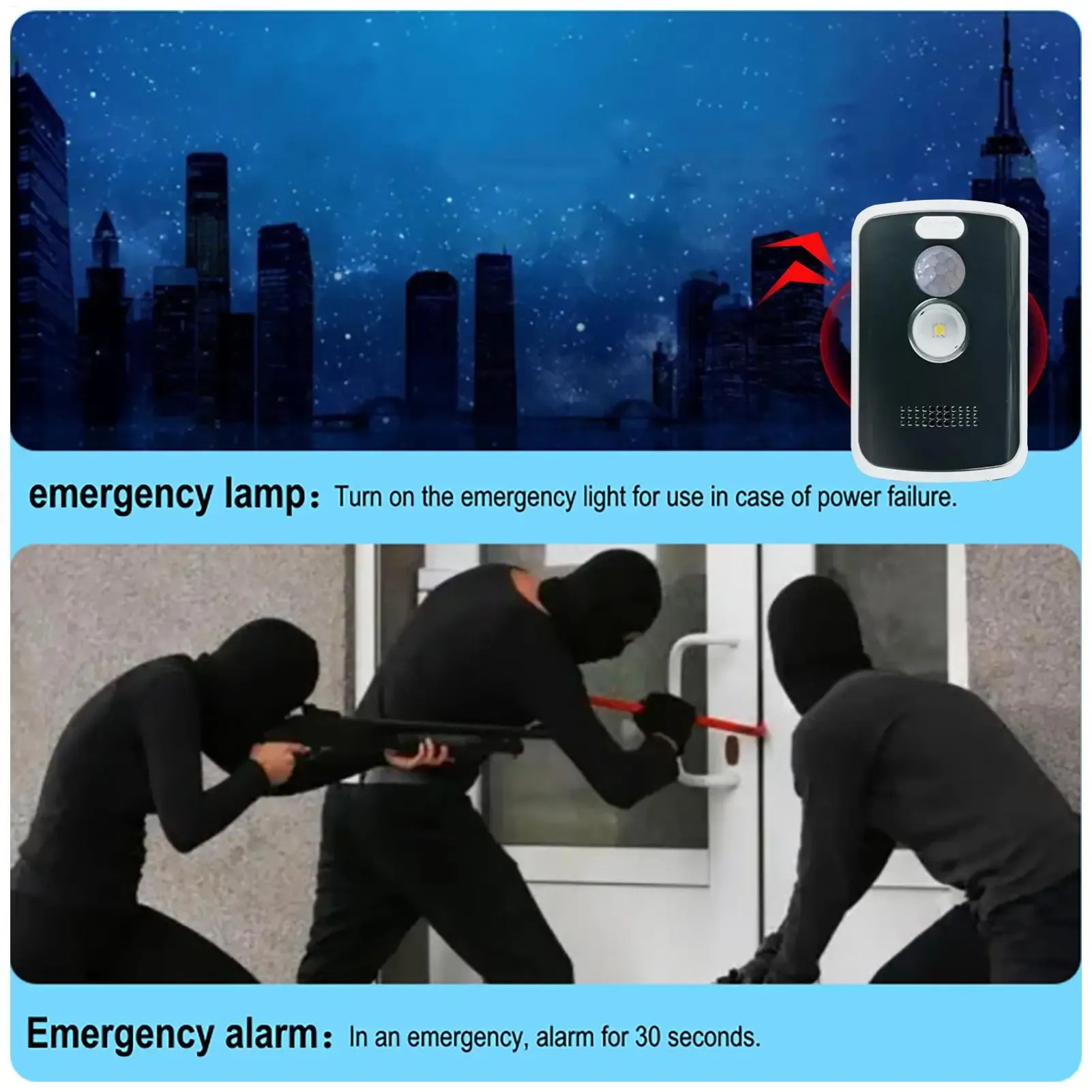 Alarme de sécurité périmétrique 125 dB, 3 modes, détecteur de mouvement, alerte antivol portable pour camping en plein air 4