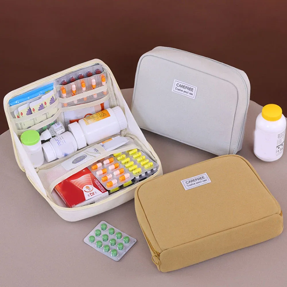 Sac de voyage portable et pliable pour médicaments, grande capacité, kit d'urgence médical, organisateur et pochette de rangement pour pilules à domicile et en plein air 2