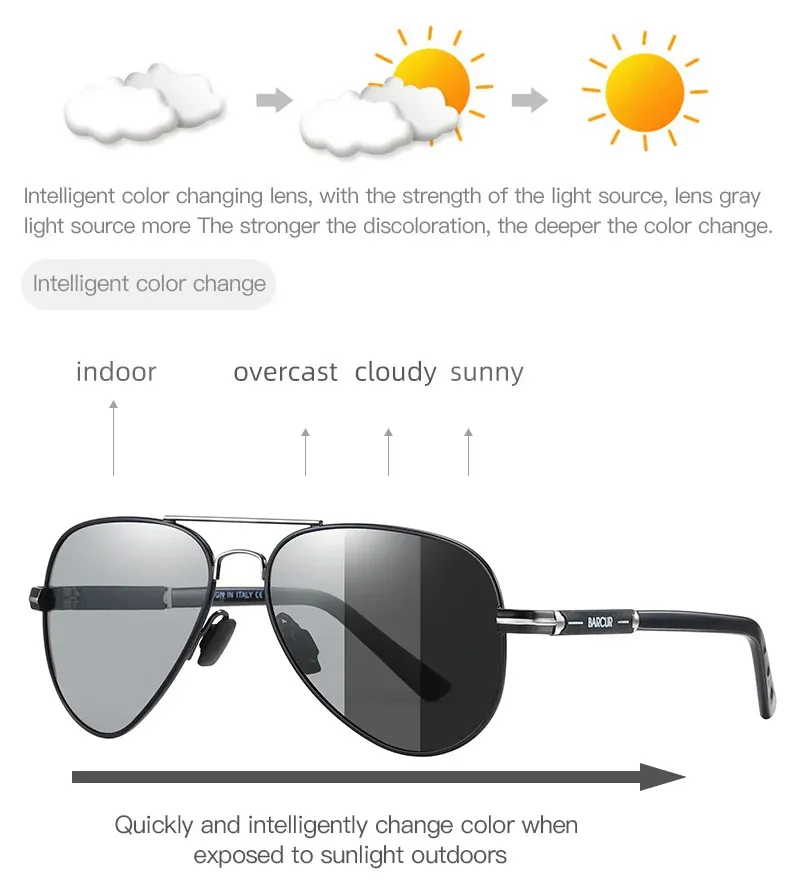 Lunettes de soleil polarisées pour hommes BARCUR, modèle pilote 4
