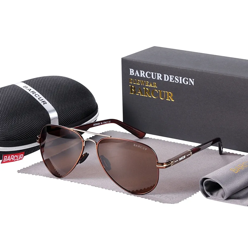 Lunettes de soleil polarisées pour hommes BARCUR, modèle pilote 11