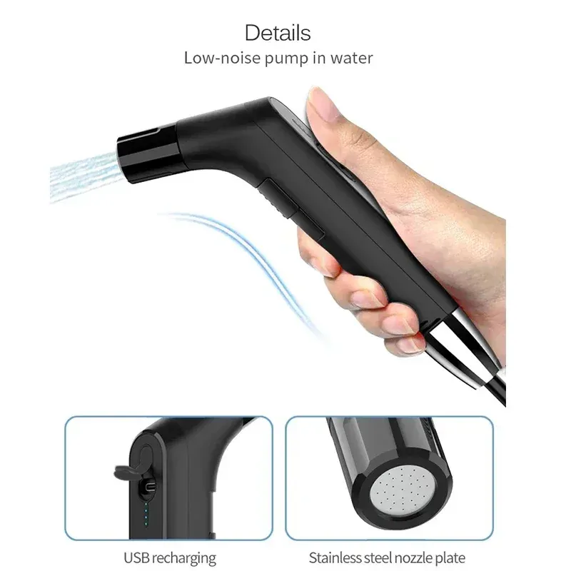 Pulvérisateur de bidet électrique portable à main, à 2 niveaux de pression, rechargeable, pour l'hygiène intime en voyage 2