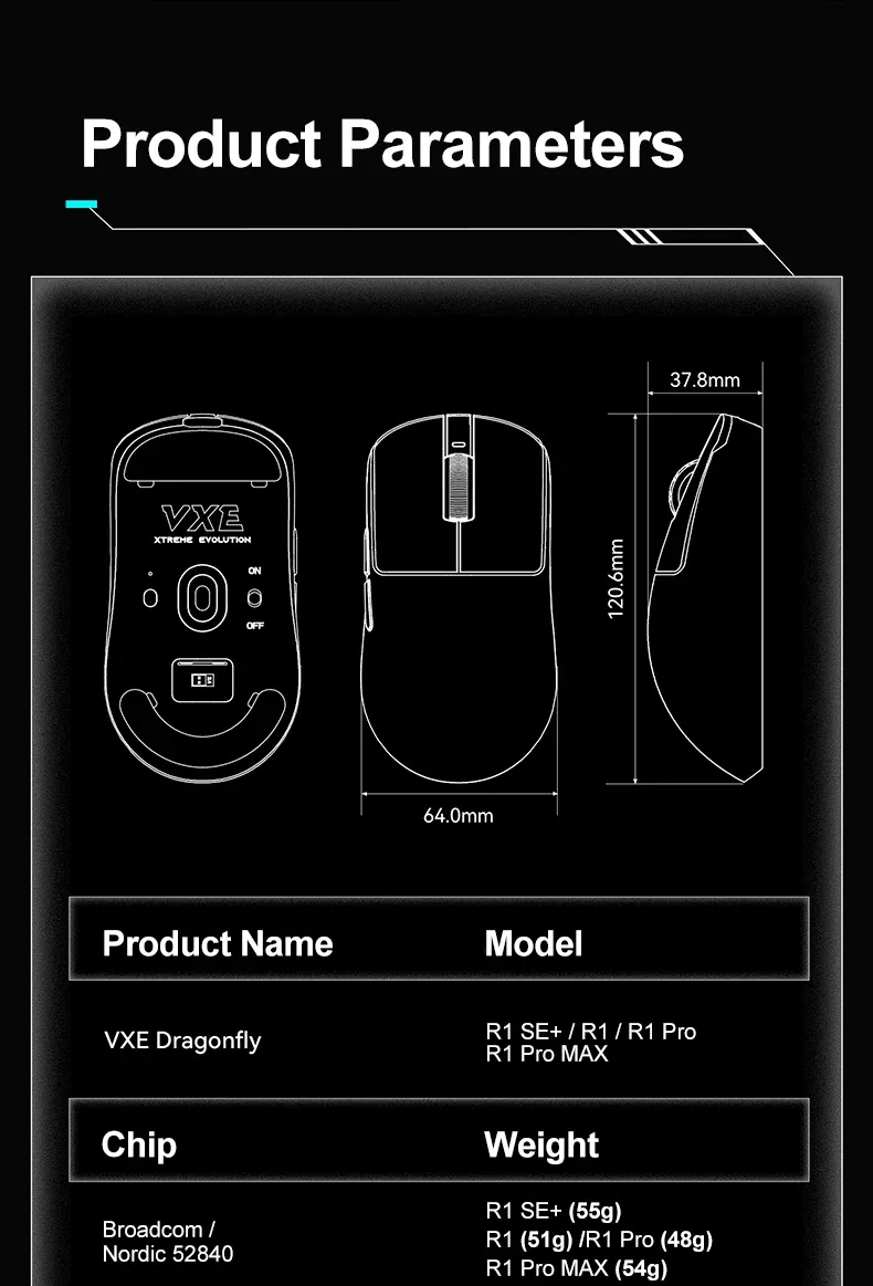 Souris VXE R1 et son emballage