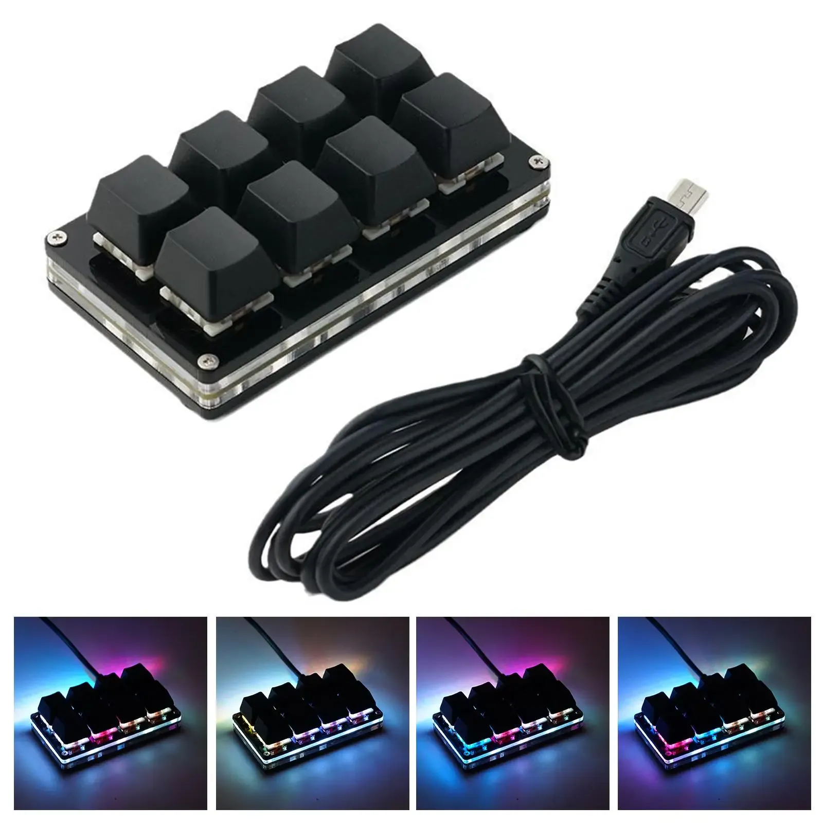 Mini clavier mécanique personnalisable USB, 2/4/6/7/8/9/12/16/24 touches, clavier de jeu, dispositif Sayo, raccourcis programmables, nouveau 8