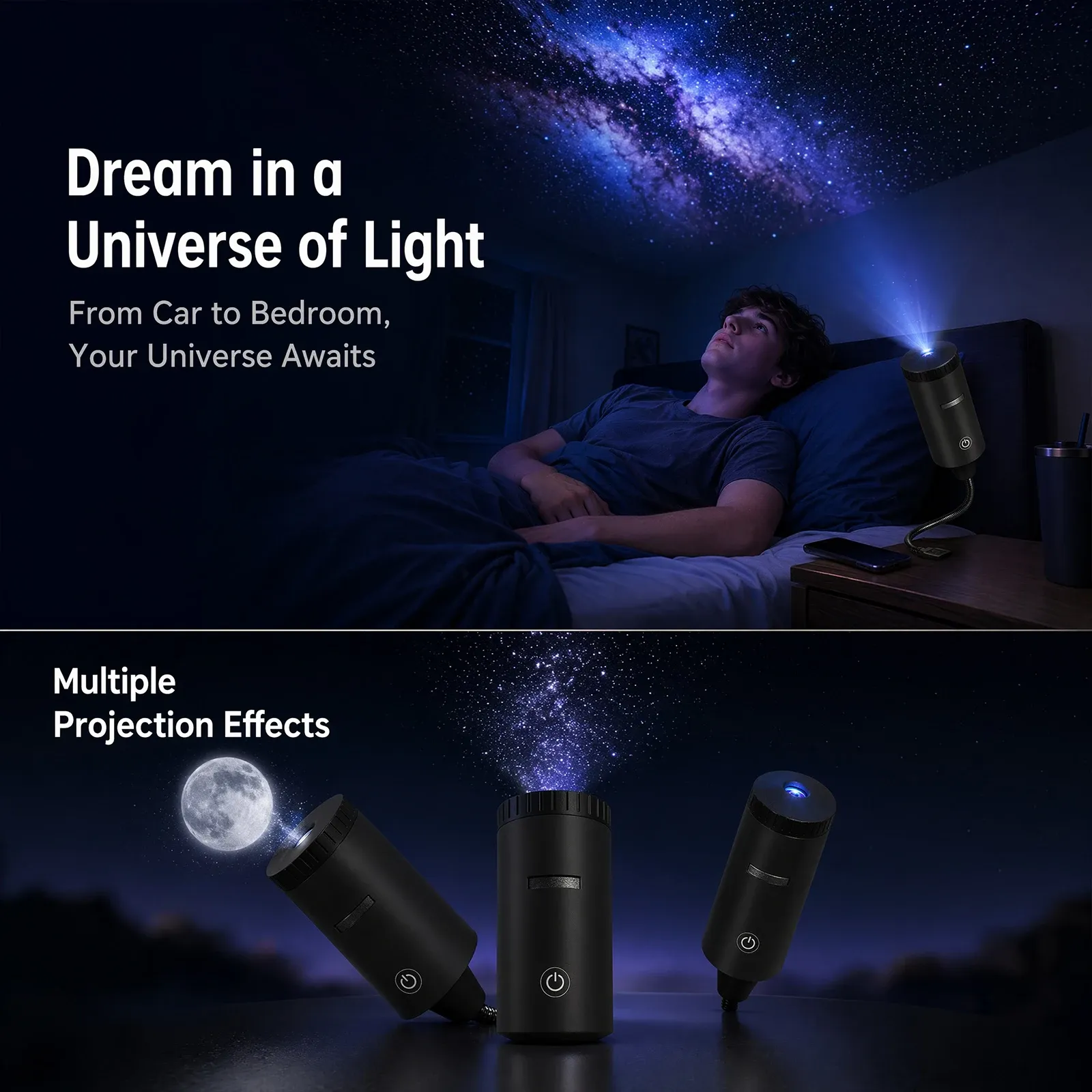 Projecteur d'ambiance galaxie dans une chambre