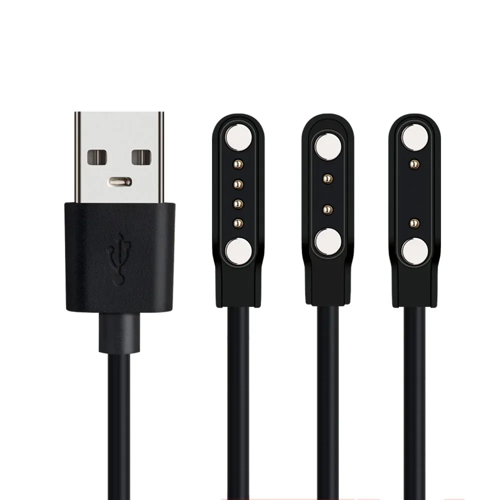 Câble de charge magnétique universel pour montre connectée, 2 et 4 broches, USB, noir et blanc