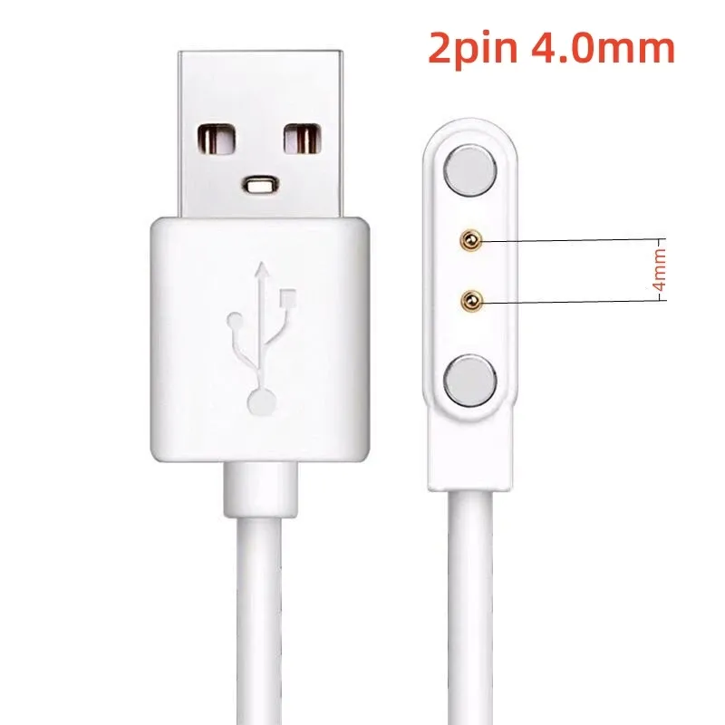 Câble de charge magnétique universel pour montre connectée, 2 et 4 broches, USB, noir et blanc 14