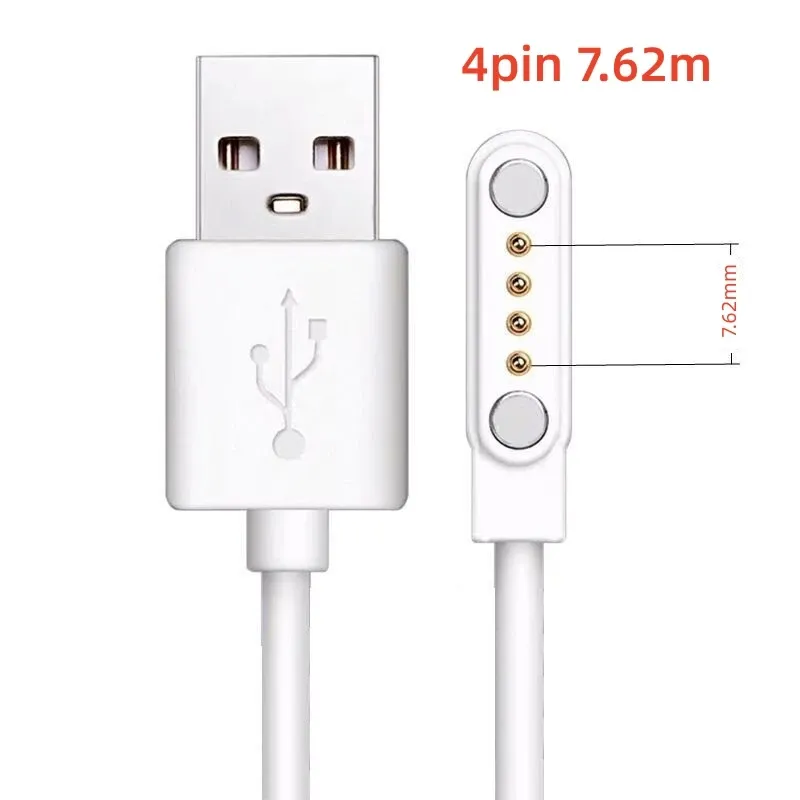 Câble de charge magnétique universel pour montre connectée, 2 et 4 broches, USB, noir et blanc 10
