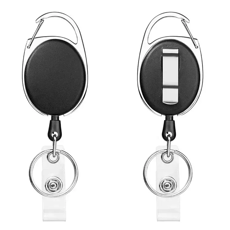 Porte-badge rétractable avec pince et porte-clés pour carte d'identité et étiquette de nom 23