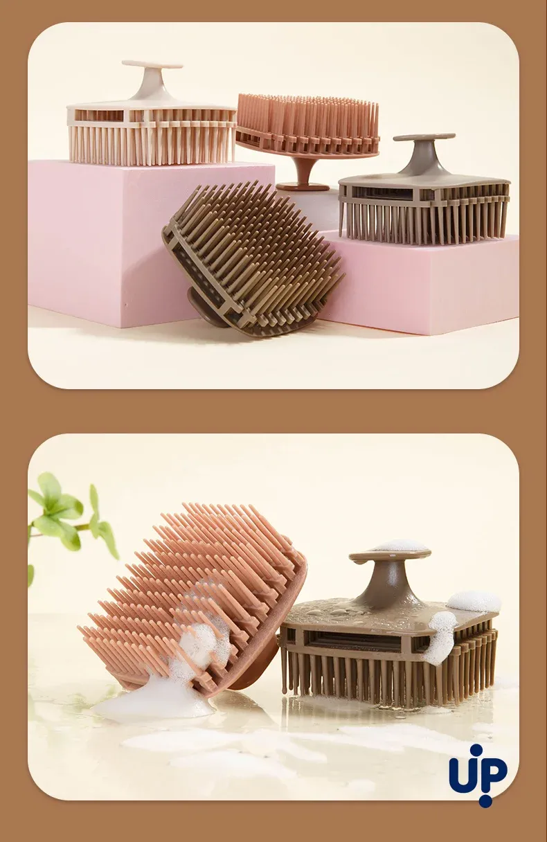 Brosse à shampooing en silicone, présentation finale