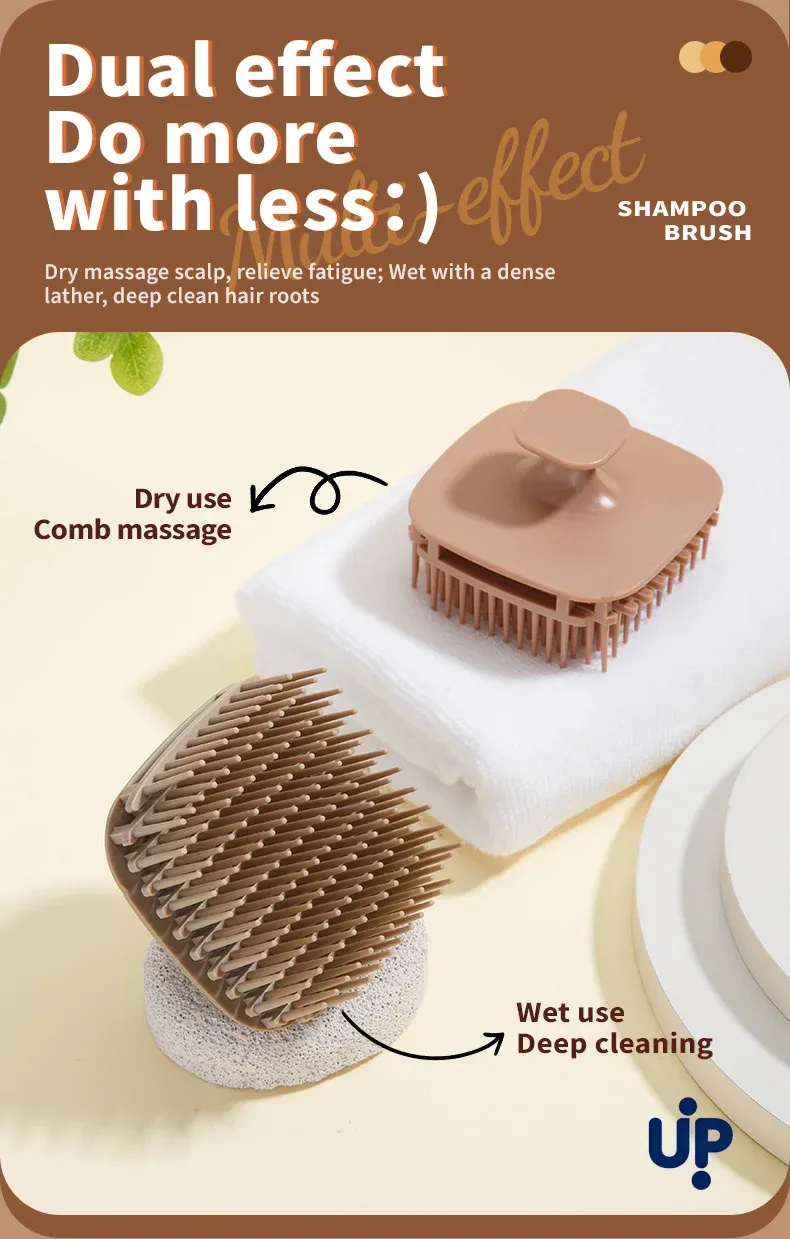 Brosse à shampooing en silicone, application du shampooing