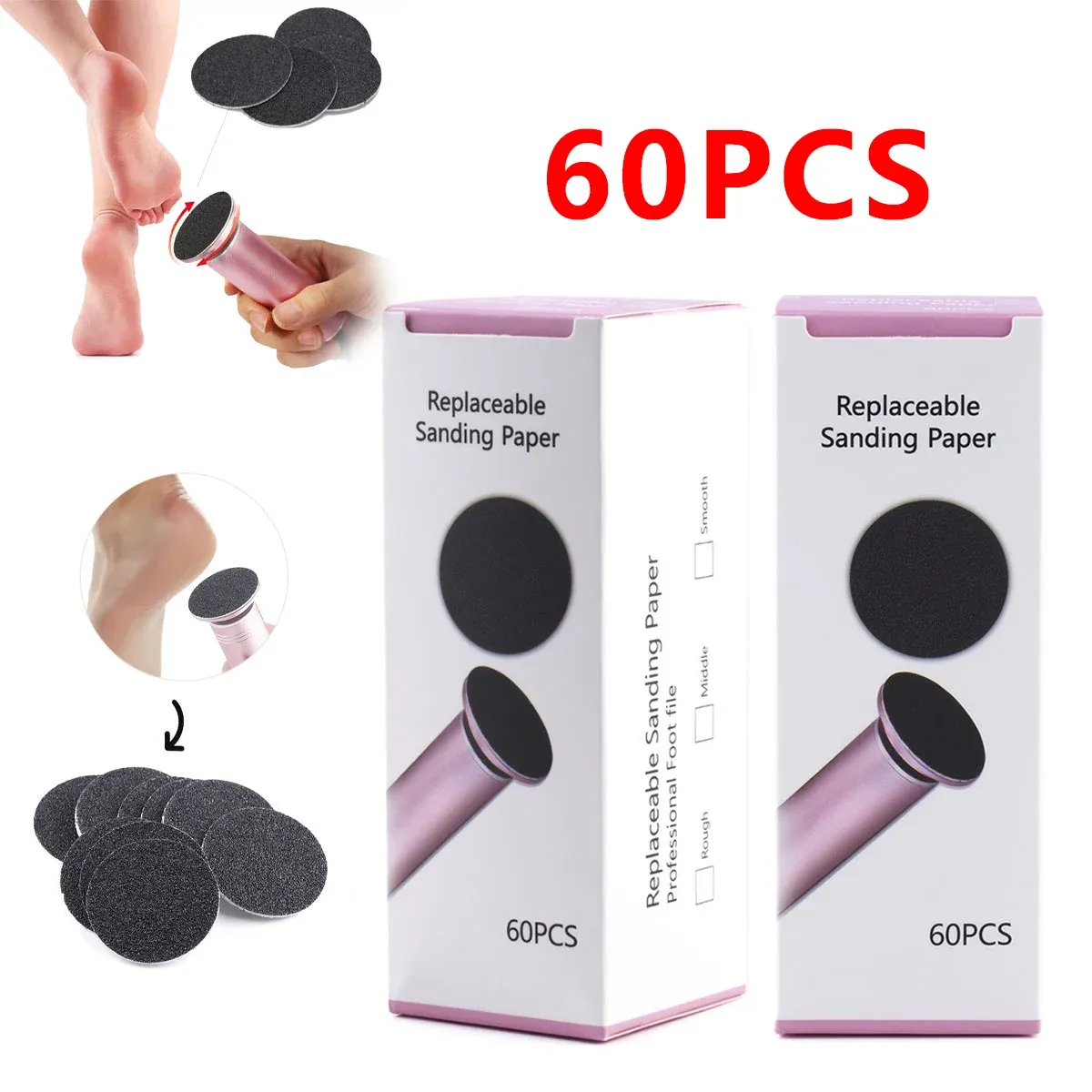 Lot de 60 disques abrasifs de rechange pour lime électrique pour les pieds, élimination des callosités et des peaux mortes - Image 1