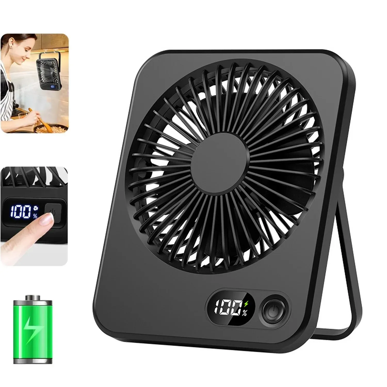 Mini ventilateur de bureau pliable USB avec batterie externe, ventilateur multifonction pour le sport et l'été - Image 1