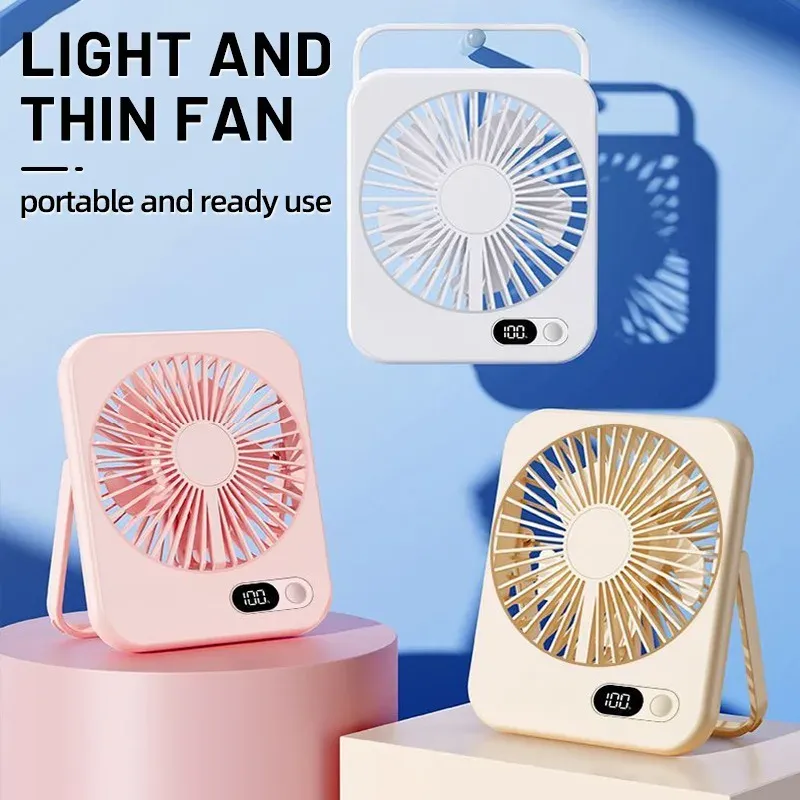Mini ventilateur portable pliant USB avec batterie externe, vue d'ensemble