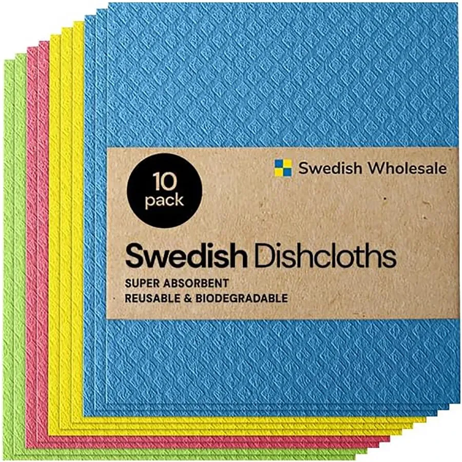 Torchons éponge en cellulose - Chiffons de nettoyage réutilisables sans odeur pour la cuisine - Lot de 10/20/30 - Assortiment 7