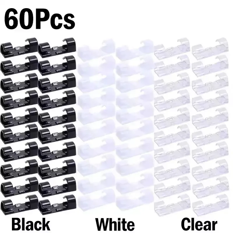 Clips organisateurs de câbles, supports de fil de chute, gestion des câbles, gestionnaire de câbles auto-adhésif, enrouleur de fil à pince fixe pour maison, bureau et voiture 19