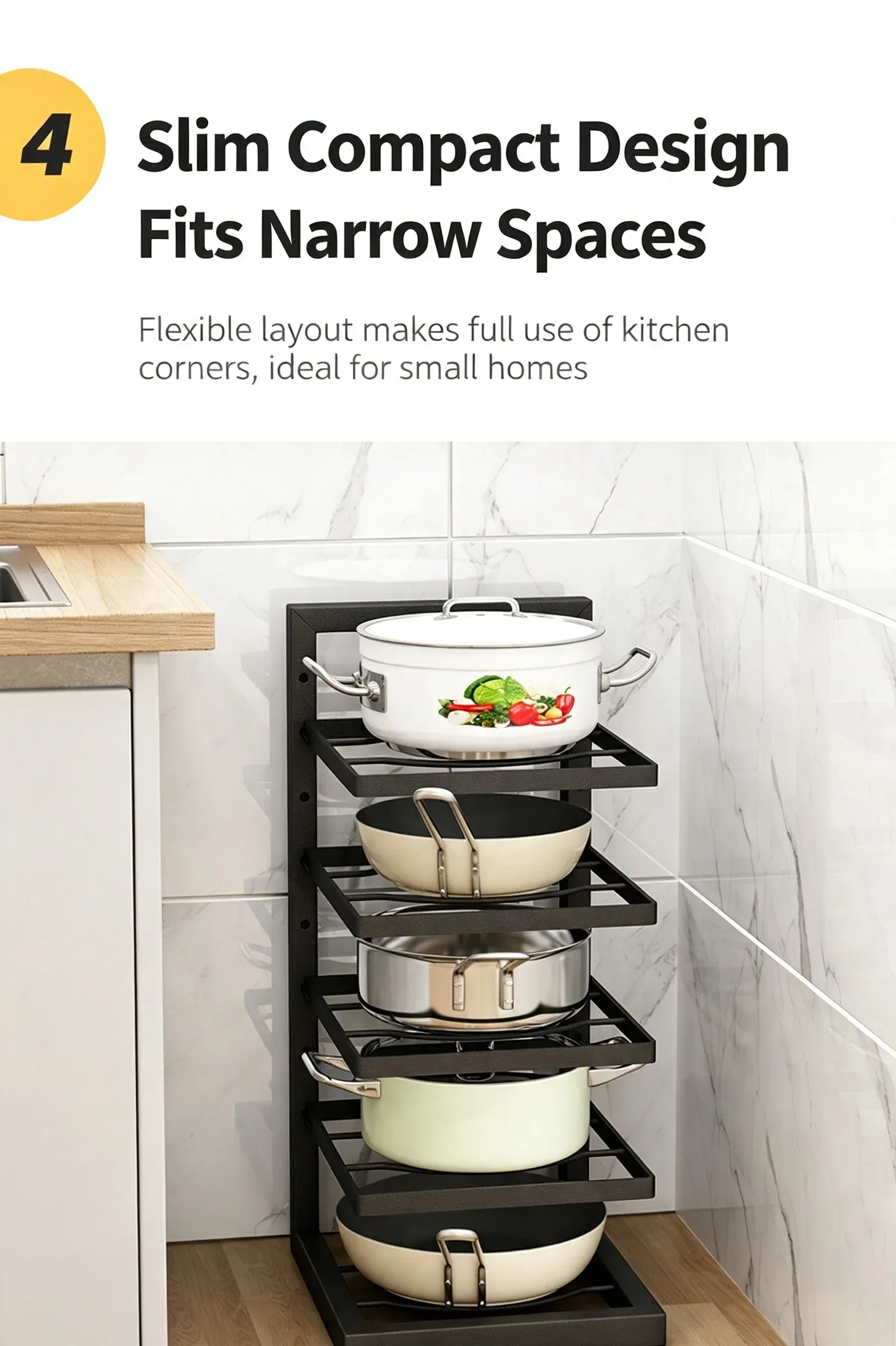 Support de rangement vertical pour casseroles et poêles