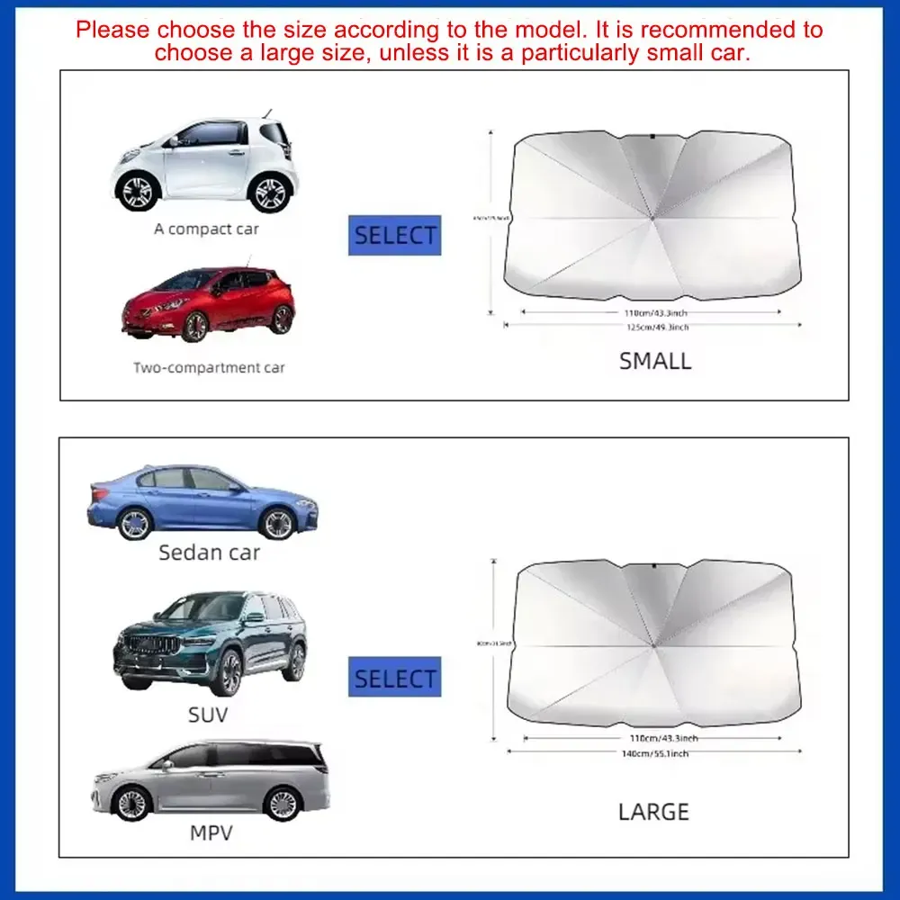Pare-soleil portable et pliable pour pare-brise de voiture, protection UV haute performance 5