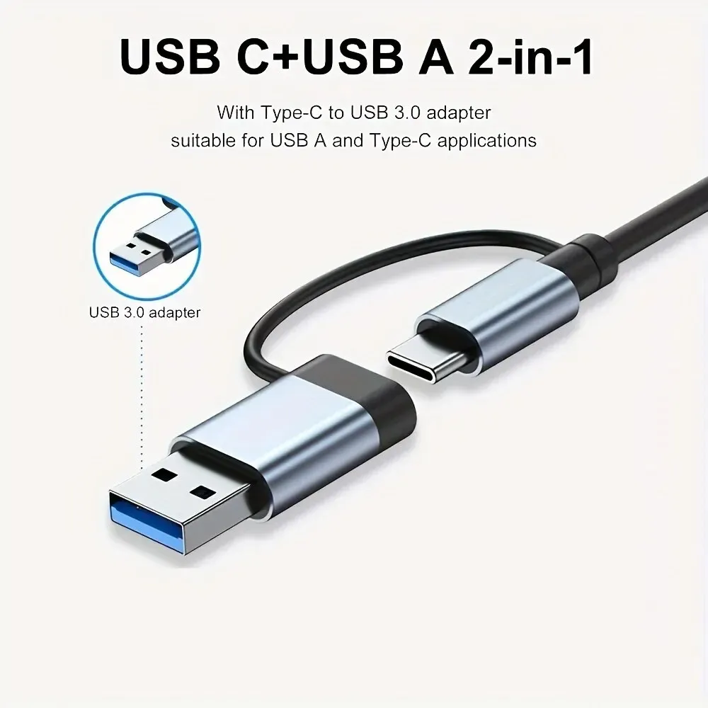 Répartiteur USB 3.0 7 en 1 Type-C et USB-A, 7 ports USB 3.0, transfert de données haute vitesse 5